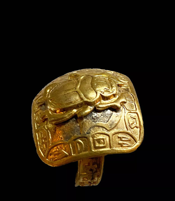 18K Gold-Plated Vintage Egyptian Scarab Ring