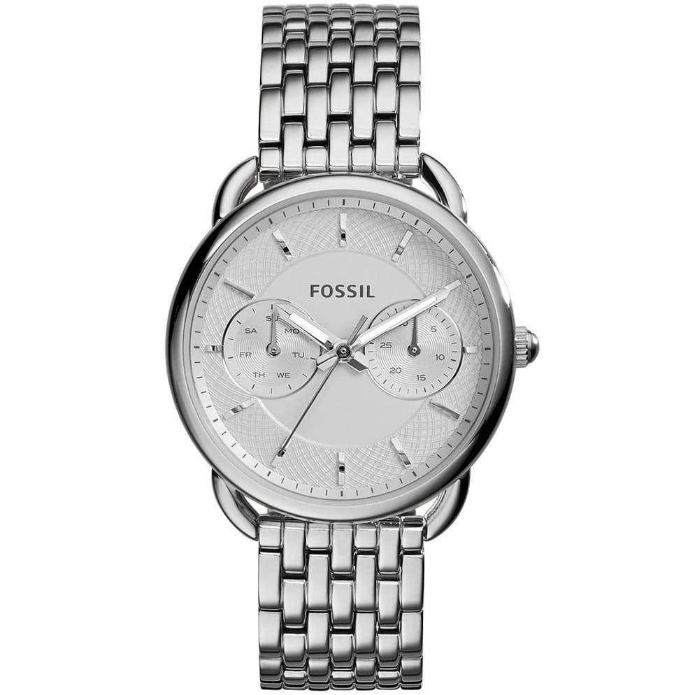 Fossil Tailor ES3712 Women's Watch - White Dial and Silver Metal Strap