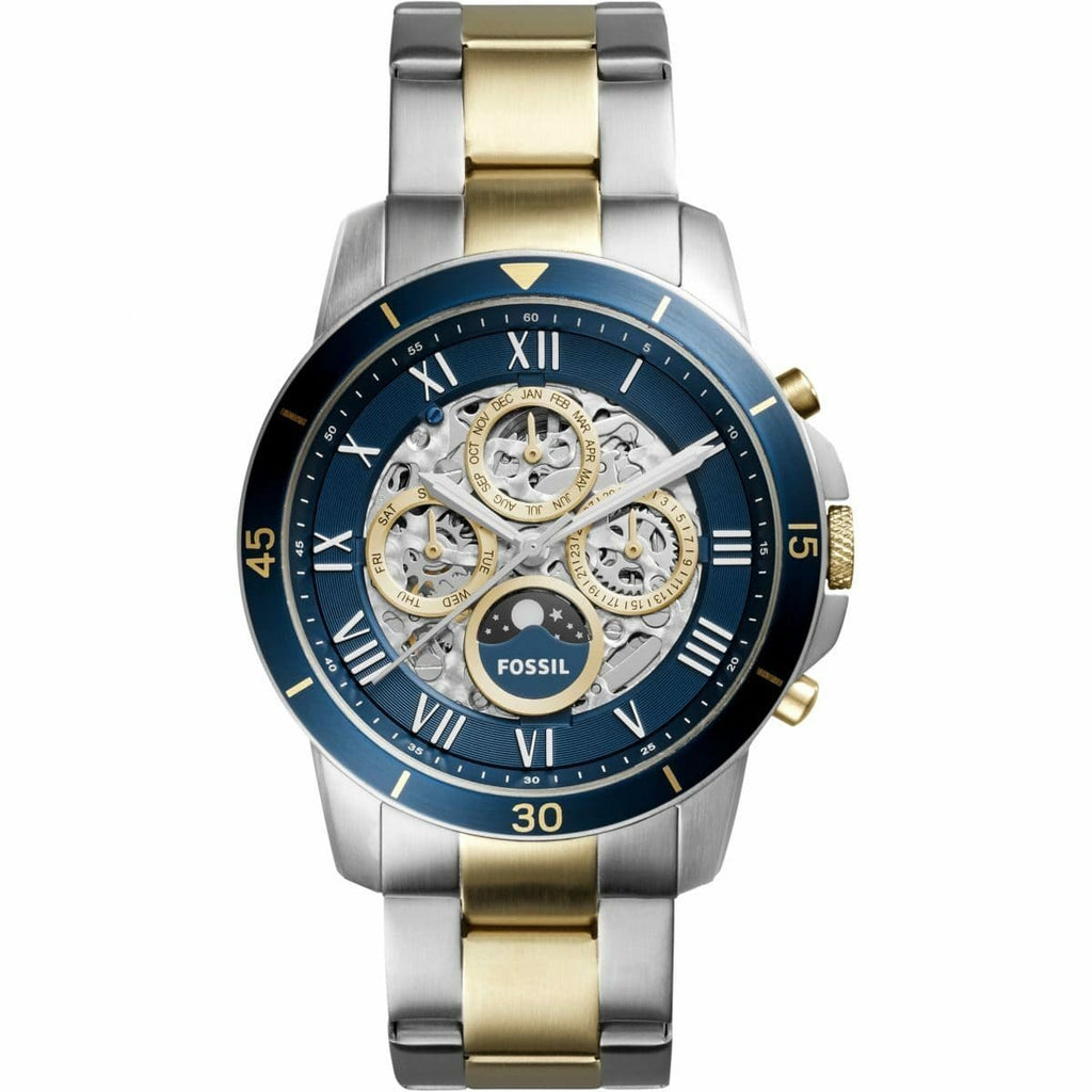 Fossil Grant Sport ME3141 Watch - Blue Dial and Silver/Gold Metal Band