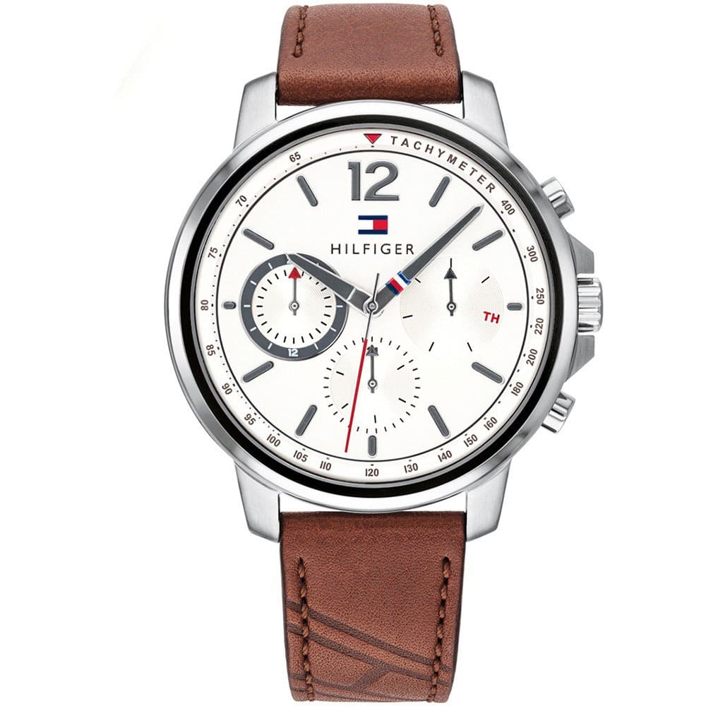 Tommy Hilfiger Watch 1791531 - Silver Dial and Brown Leather Strap