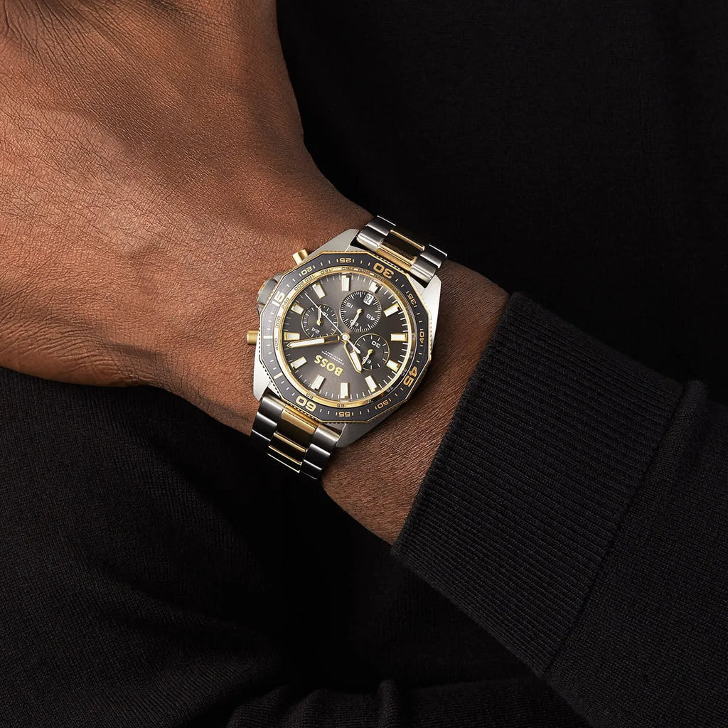 Hugo Boss Energy Men's Watch 1513974 - Silver and Gold Metal Strap