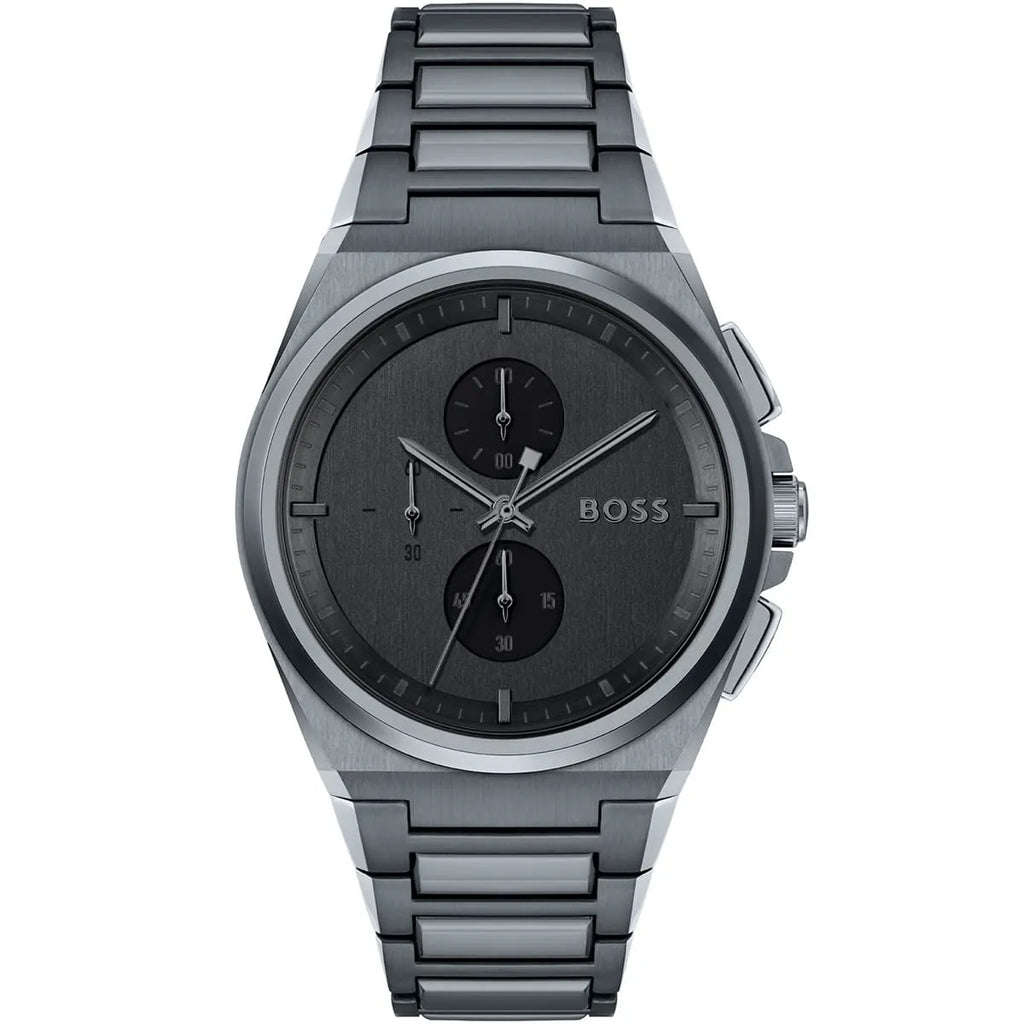 Hugo Boss Steer Watch 1513996 - Gray Dial and Matching Steel Strap