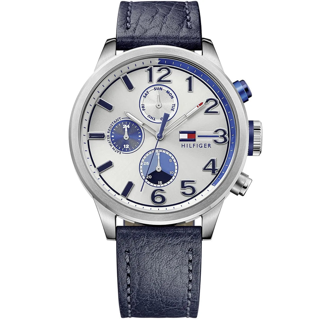 Tommy Hilfiger Men's Watch 1791240 - Silver Dial and Blue Leather Band