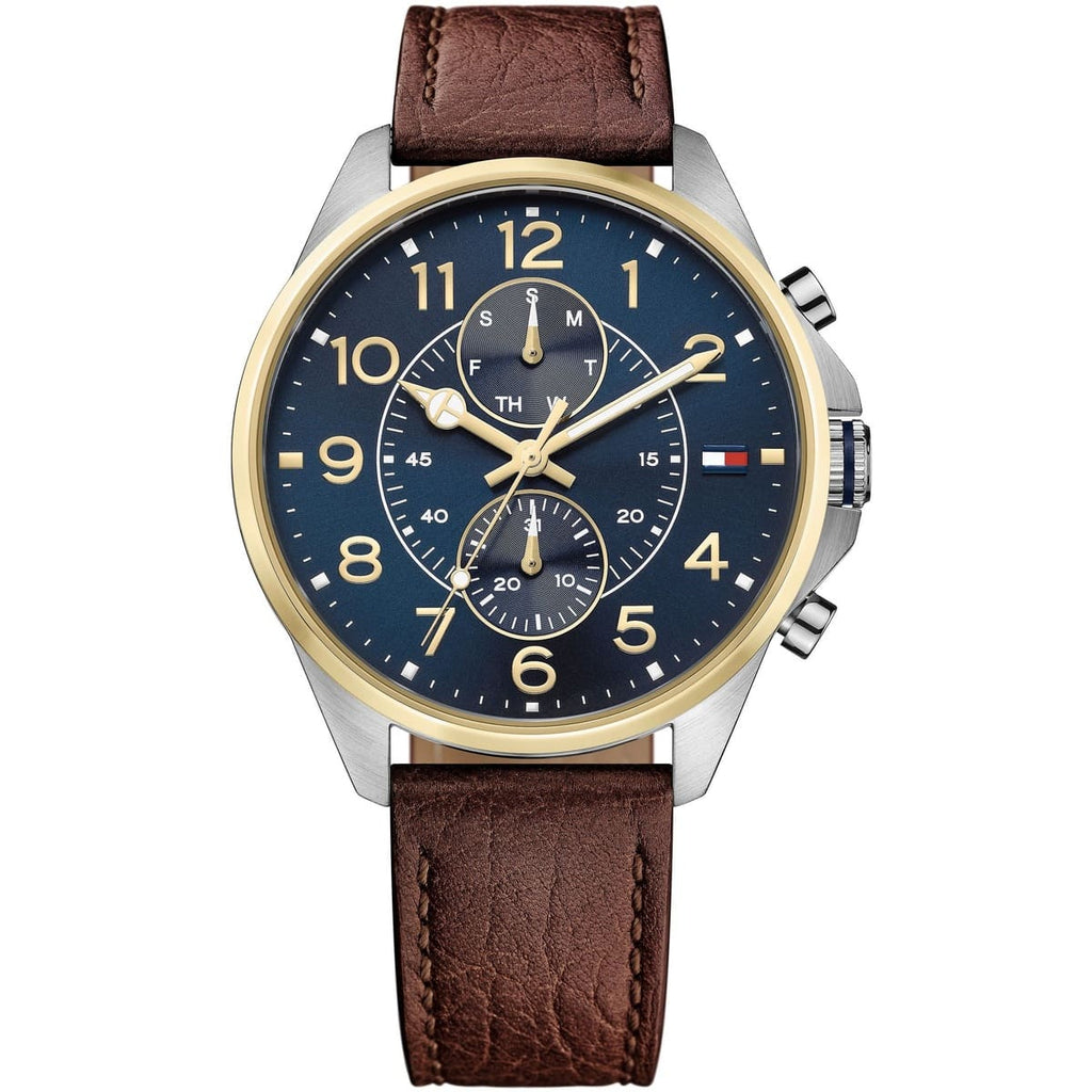 Tommy Hilfiger Men's Watch 1791275 | Blue Dial and Brown Leather Strap