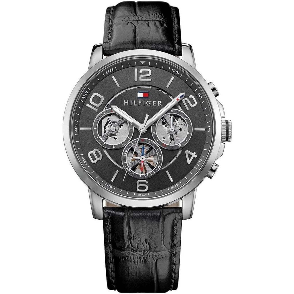 Tommy Hilfiger Keagan Watch 1791289 - Gray Dial and Black Leather Band