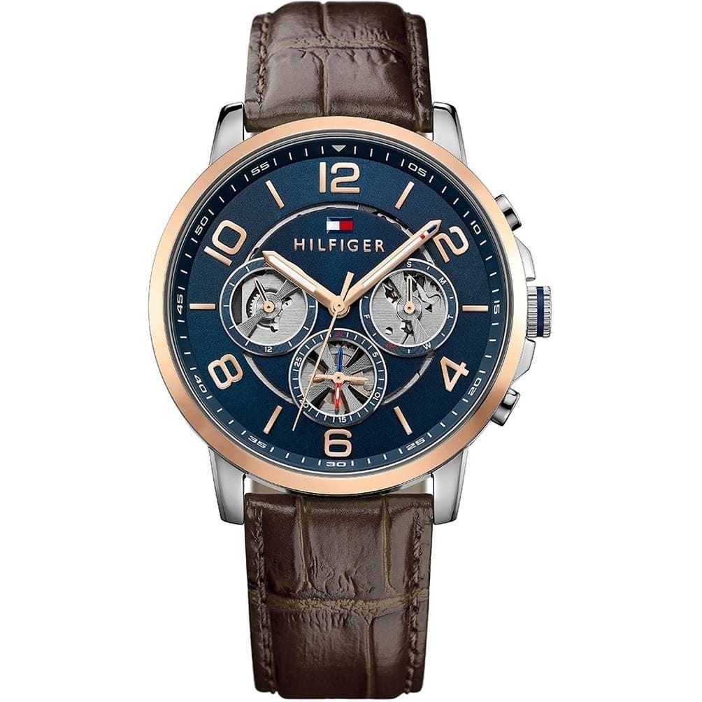 Tommy Hilfiger Men's Keagan Watch 1791290 - Blue Dial and Leather Band