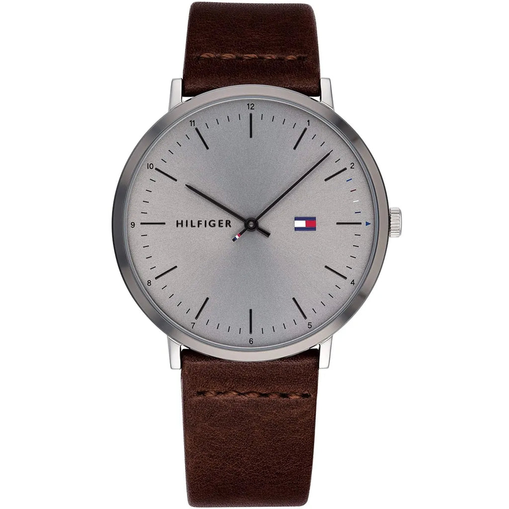 Tommy Hilfiger Men's James Watch 1791463 - Gray Dial  Brown Strap