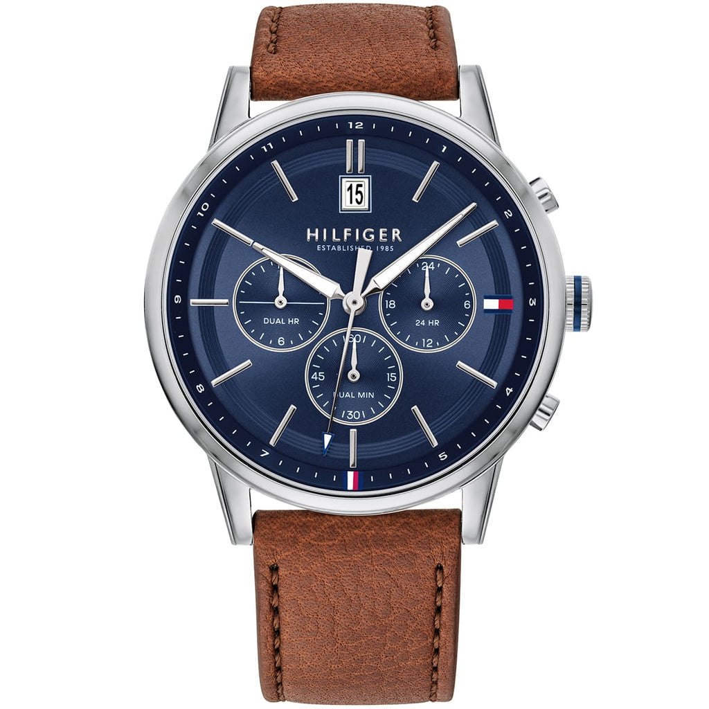 Tommy Hilfiger Men's Kyle Watch 1791629 - Blue Dial and Leather Strap