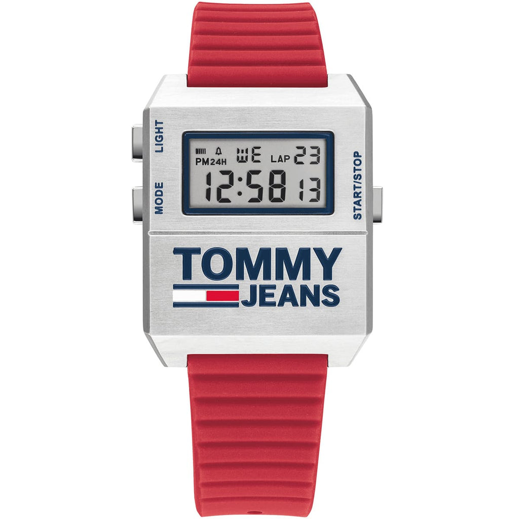Tommy Hilfiger Jeans Watch 1791674 - White Dial and Red Silicone Strap