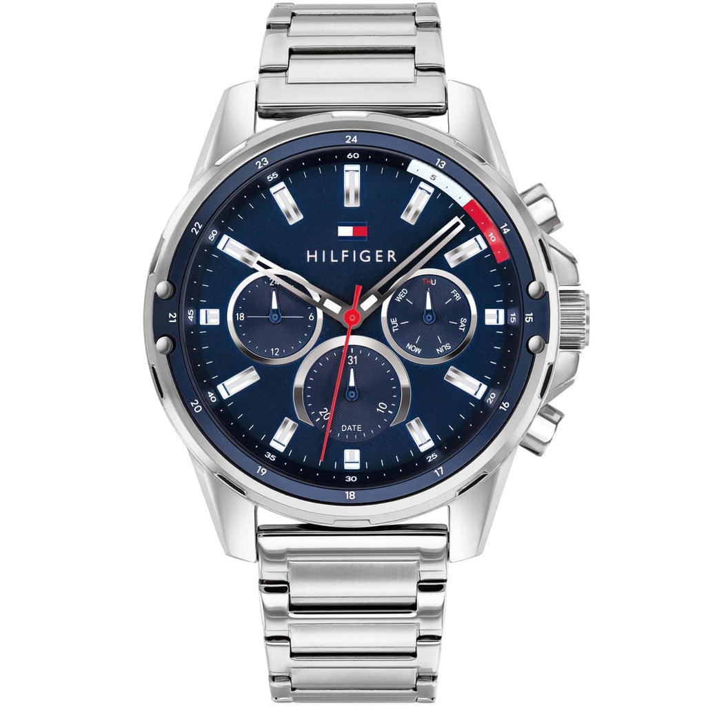 Tommy Hilfiger Men's Mason Watch 1791788 - Blue Dial and Metal Strap