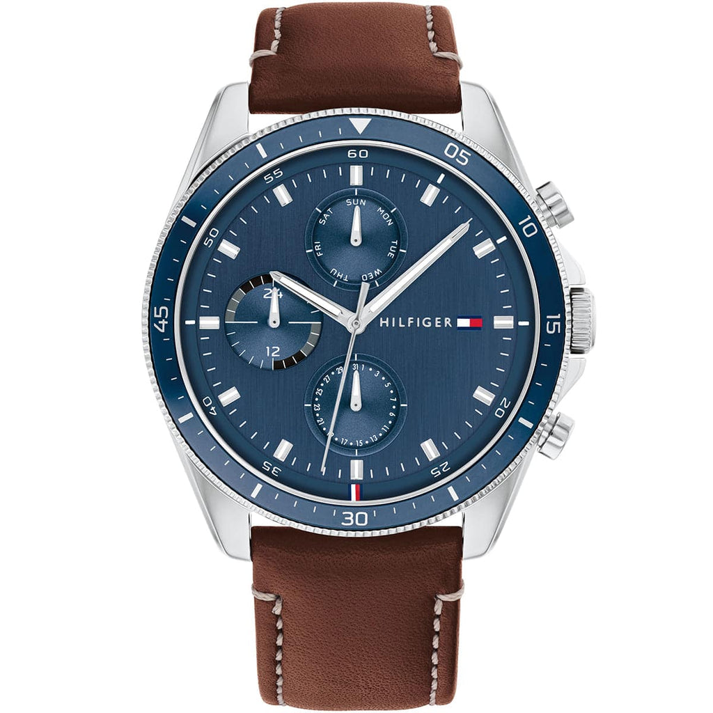 Tommy Hilfiger Parker Watch 1791837 - Blue Dial and Brown Leather Strap