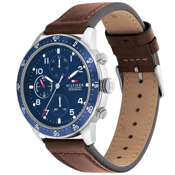 Tommy Hilfiger Men's Watch with Blue Dial and Brown Leather | 1791946