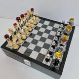 Asfour crystal chess set replica, gold plated luxury museum reproduction