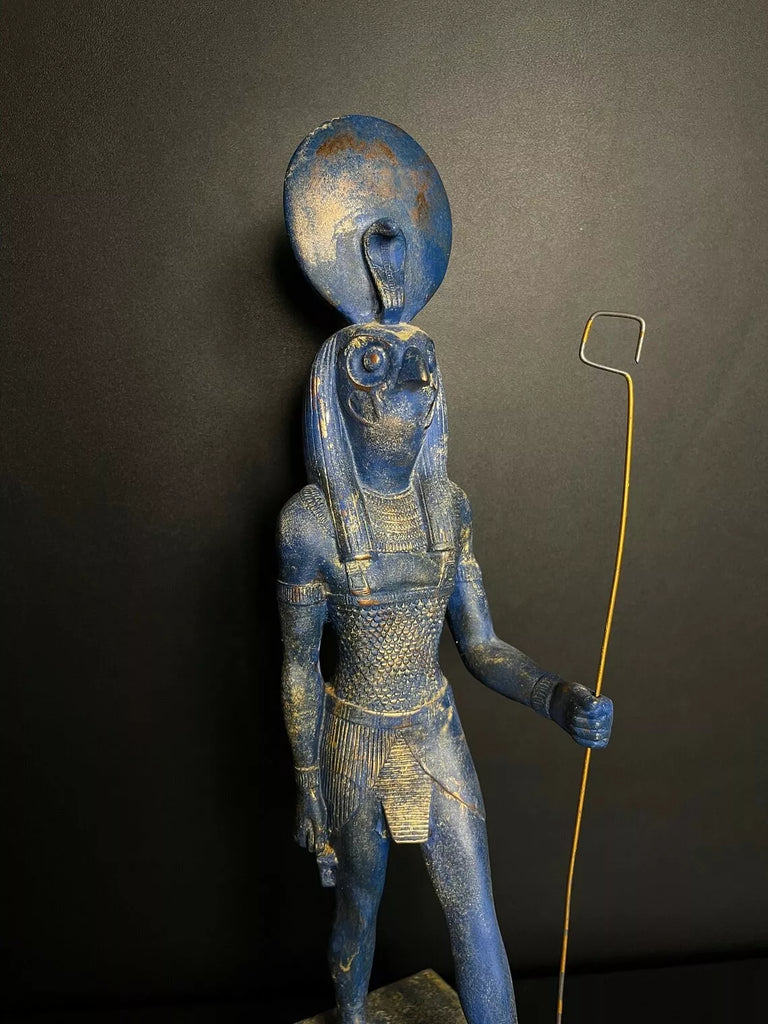 AMUN RA the god of sun wearing Sun disk with a falcon face