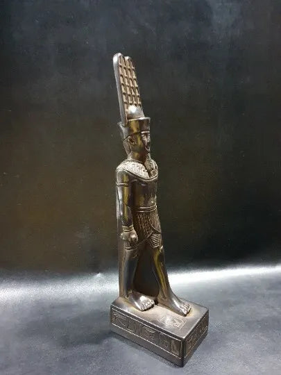 Altar Statue of God AMUN-RA standing Wearing his Crown.