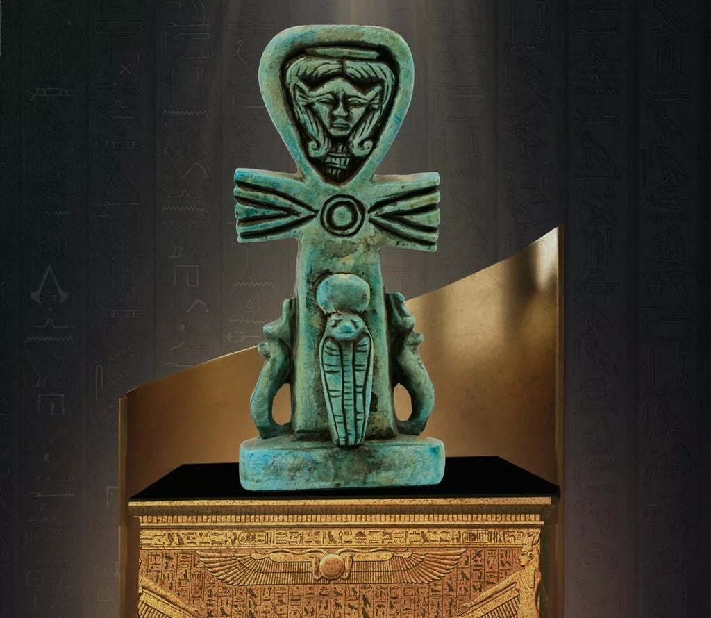 Ancient Egyptian Ankh of Goddess Hathor Holding goddess of love