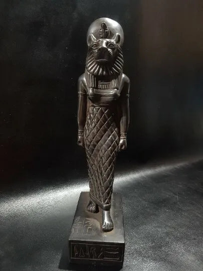 Large Statue of Goddess of Healing and War Sekhmet Wearing Sun Disk