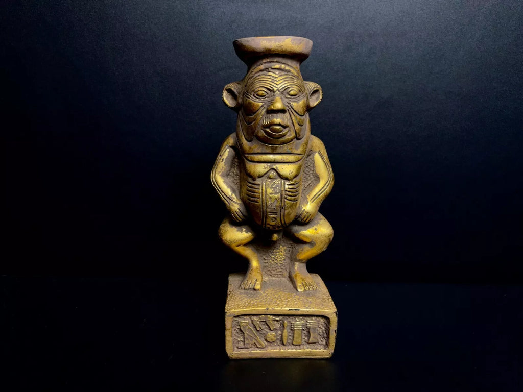 Amazing BES god of joy and fertility sitting with Gold painting