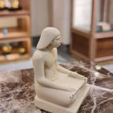 Seated scribe statue museum reproduction, Style 2, side profile