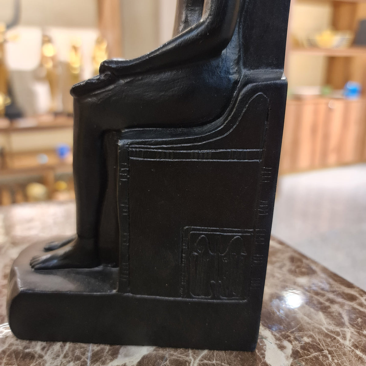 Sekhmet statue museum reproduction, opposite side profile view
