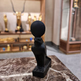 Black Horus falcon statue museum reproduction shown at an angle