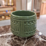 Handmade porcelain Egyptian mug with pharaonic-inspired motif