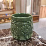 Handmade porcelain Egyptian mug with lotus flower motif