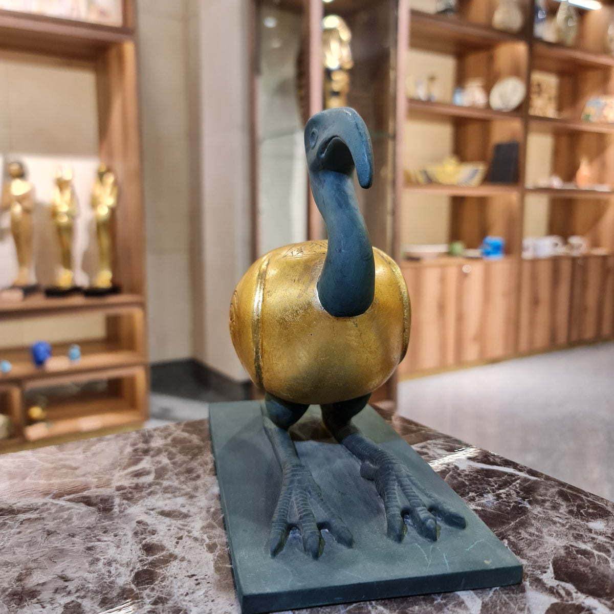 Thoth ibis-form statue museum reproduction, close-up of the ibis head detail