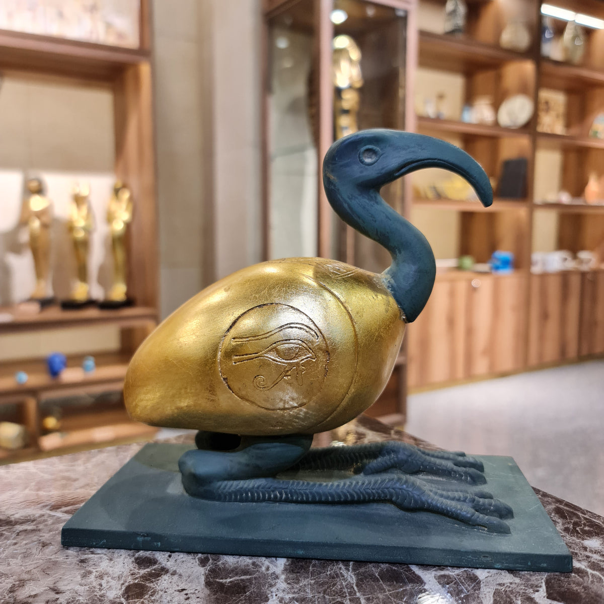 Large Thoth ibis-form statue museum reproduction, front view