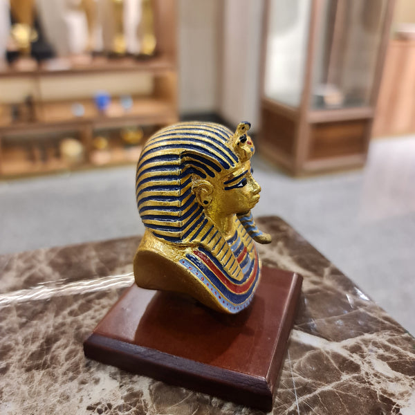 Tutankhamun Golden Mask in Wooden Base (Small)