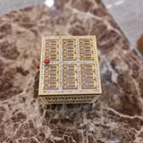 Tutankhamun-motif wooden keepsake box, side angle