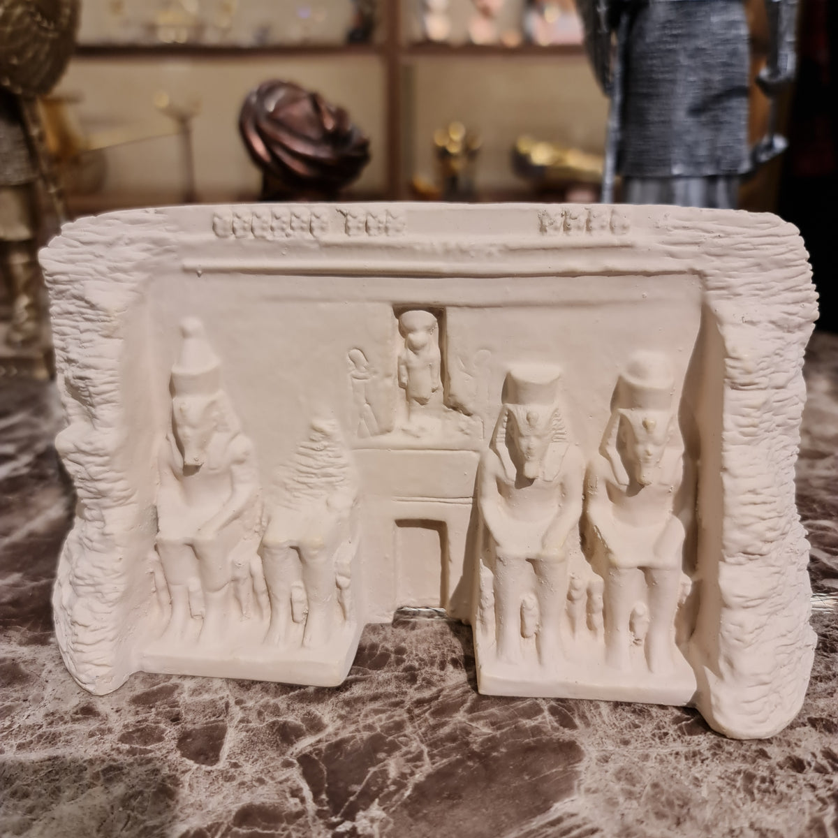 Façade of the Great Temple of Abu Simbel model, museum reproduction, front view