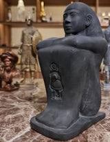 Three-quarter angle view of the Cube Block Statue, large size