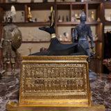 Side profile of the Anubis portable shrine statue, museum reproduction