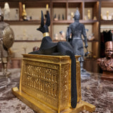 Detail of the sled base beneath the Anubis figure, museum reproduction