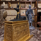 Additional detail view of the Anubis portable shrine statue, museum reproduction