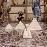 Stone museum reproduction of the Three Pyramids of Giza and the Great Sphinx, front view