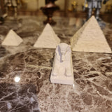 Small stone Pyramids and Sphinx of Giza reproduction, angled view showing pyramid detail