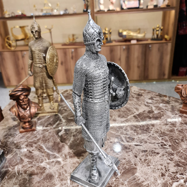 Unique Armor-Clad Medieval Knight Sculpture with Battle Axe