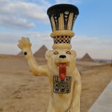 Tutankhamun lion-shaped unguent jar replica, alabaster museum reproduction