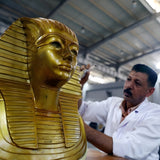 Angled view of Tutankhamun battle chest replica craftsmanship
