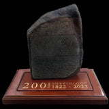 Close-up of hieroglyphic text on Rosetta Stone replica