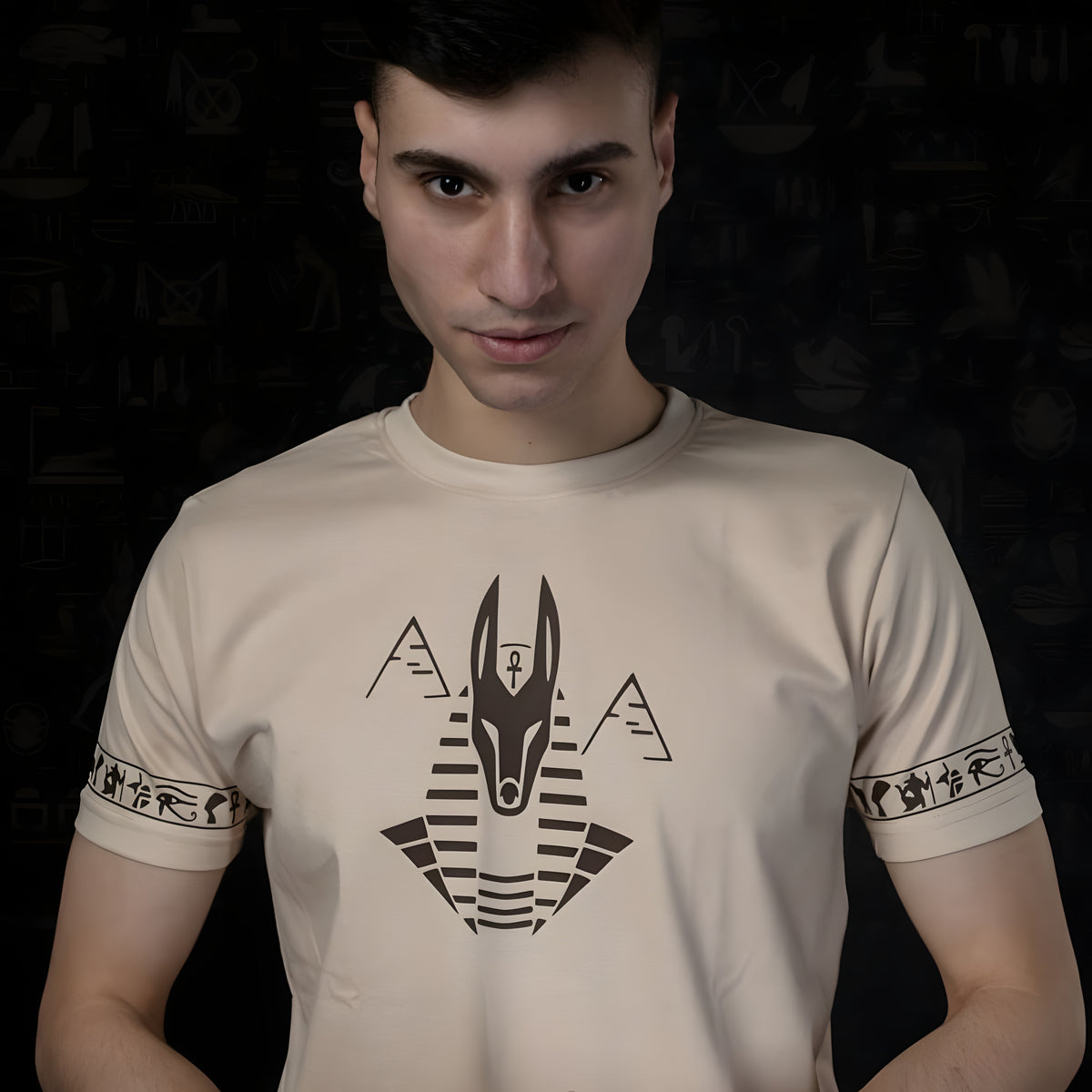 Beige Anubis T-Shirt — Ancient Egypt Graphic Tee