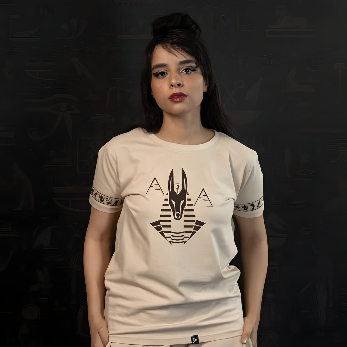 Beige Anubis T-Shirt — Ancient Egypt Graphic Tee