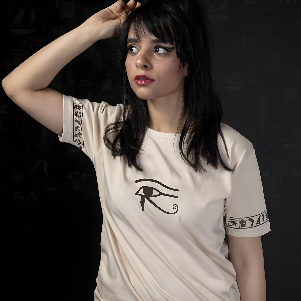 Beige Eye of Horus T-Shirt — Ancient Egypt Graphic Tee