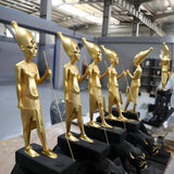 Rear view of Tutankhamun leopard statue replica
