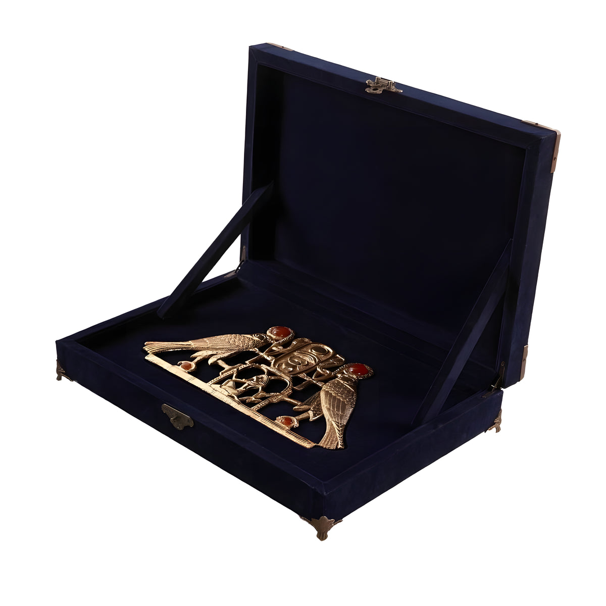 Horus pectoral necklace museum reproduction, 24K gold-plated copper