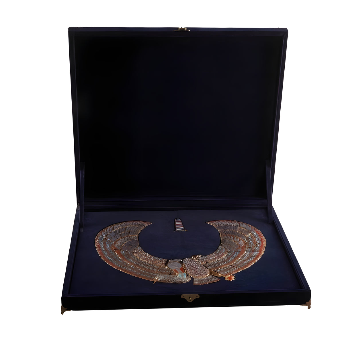 Tutankhamun ceremonial collar replica with eagle and snake design, gold plated