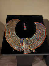 Side angle of gold-plated brass Tutankhamun ceremonial collar