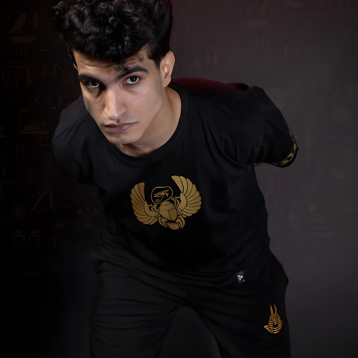Black Ancient Egypt T-Shirt, Scarab Design